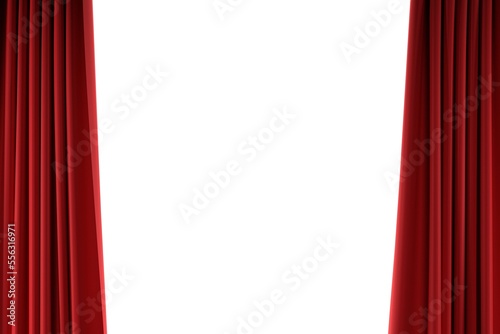  background foreground open theatre red velvet curtains with white background 3d render