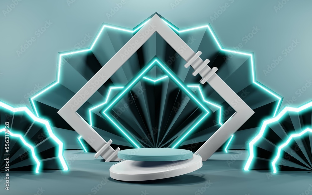 3D render of Podium background in blue tones for displaying cream products. cosmetics 3D render of Podium background in blue tones for displaying cream products. cosmetics