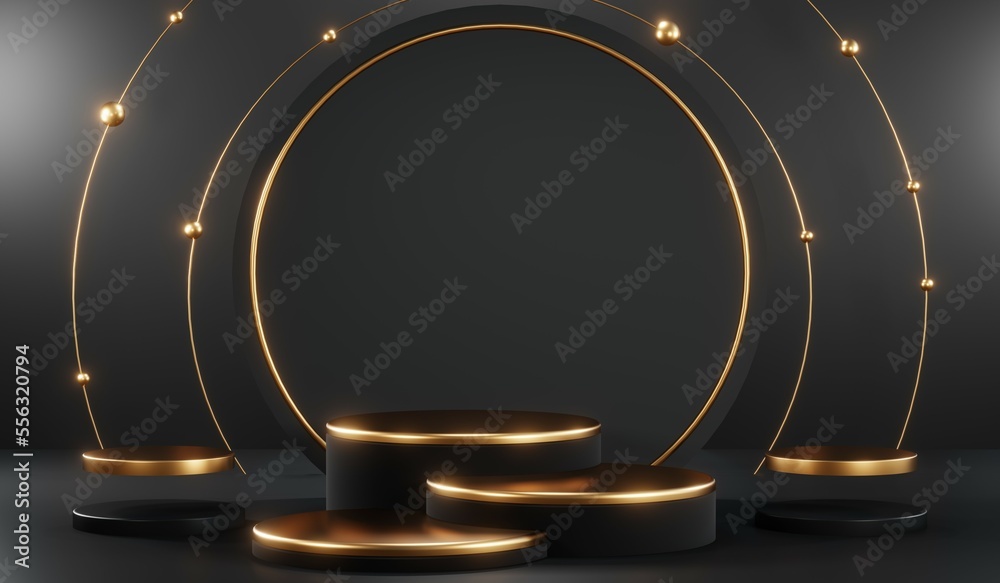 3D rendering of blank product background for cream cosmetics Modern black podium background 3D rendering of blank product background for cream cosmetics Modern black podium background