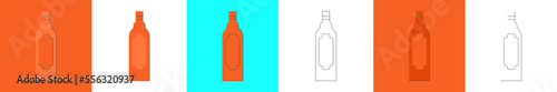 Bottle of brandy, great design for any purposes. Flat style. Party drink concept. Color icon bottle. Simple image shape with a thin line of shadow. Four types of object on different backdrop