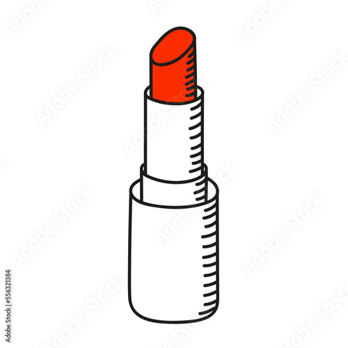 Lipstick doodle icon. Hand drawn pomade symbol. Vector illustration.