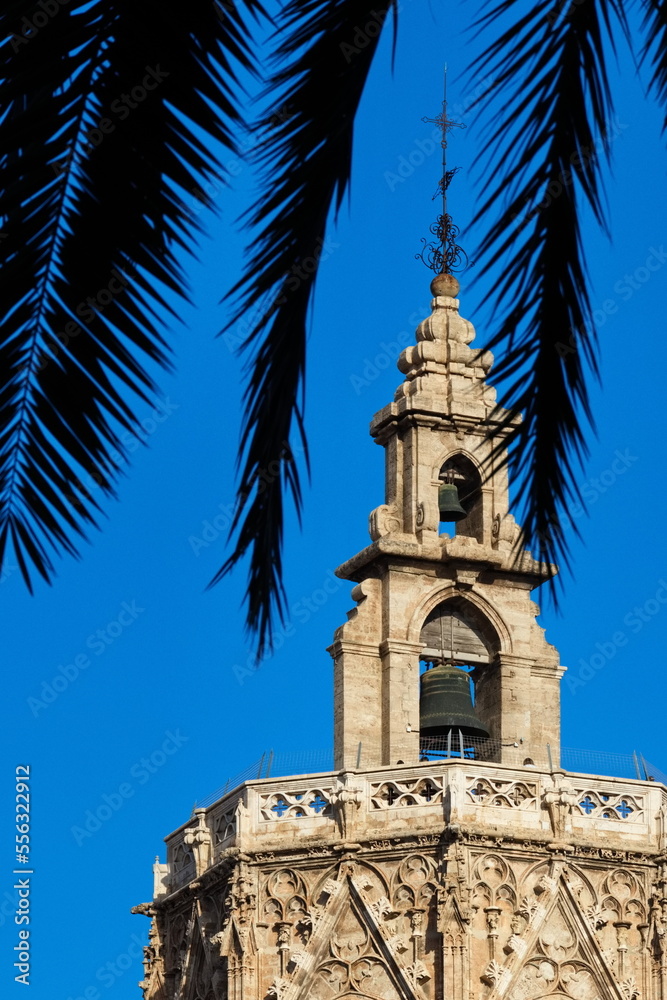 Gothic-style bell tower of the Valencia Cathedral called El Miguelete	
