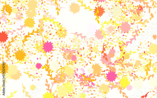 Light Red, Yellow vector doodle background with flowers