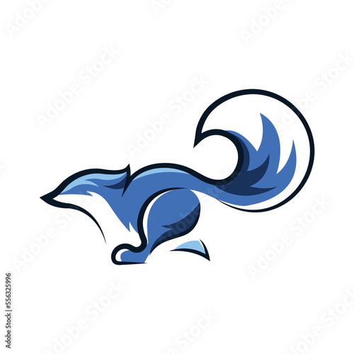 blue running fox logo design