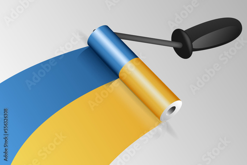 Roller brush painting of UKraine flag illustration