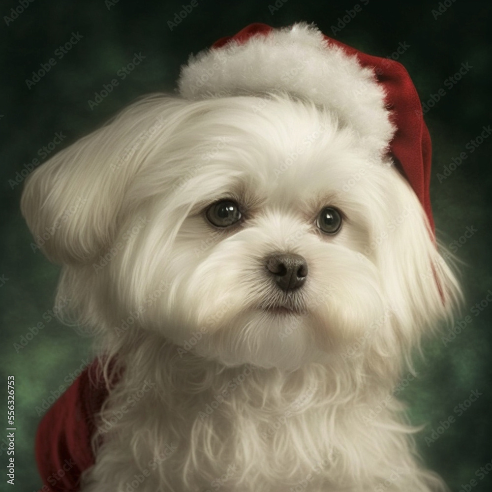 Maltese dog in Christmas Outfit Maltese dog in Christmas Outfit