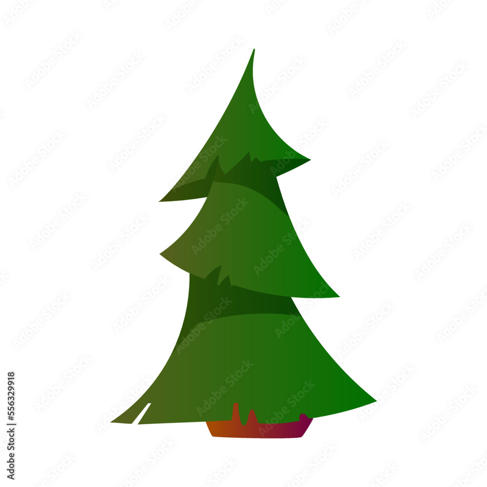 Green Fir Tree as Evergreen Plant with Trunk Growing in Forest Vector Illustration Green Fir Tree as Evergreen Plant with Trunk Growing in Forest Vector Illustration