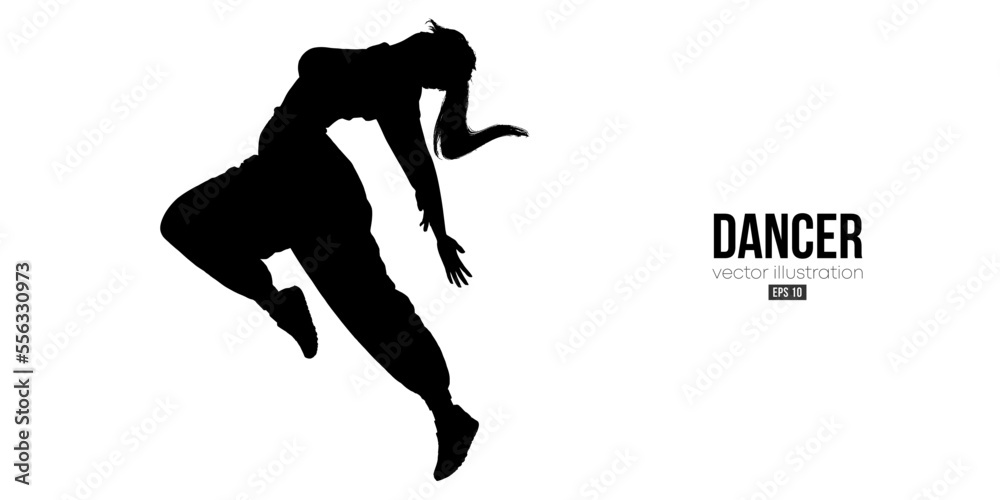 Abstract silhouette of a young hip-hop dancer, breake dancing woman isolated on white background. Vector illustration Abstract silhouette of a young hip-hop dancer, breake dancing woman isolated on white background. Vector illustration