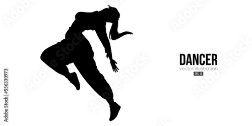Abstract silhouette of a young hip-hop dancer, breake dancing woman isolated on white background. Vector illustration