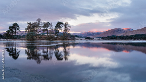 Fototapeta Naklejka Na Ścianę i Meble -  Loch Tula reflections in early frosty morning 