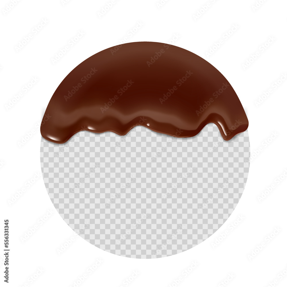 Realistic chocolate falling drops. Vector illustration isolated on white background. Сan easily be used for different backgrounds. EPS10.