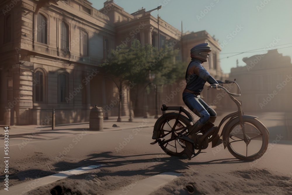 Fototapeta premium person riding a bicycle - Generative AI