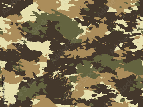 Full seamless military camouflage brown texture skin pattern vector for textile. Usable for Jacket Pants Shirt and Shorts. Army camo design for fabric print.