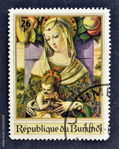 Cancelled postage stamp printed by Burundi, that shows painting 