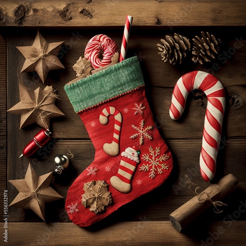 Christmas stockings hanging from the fireplace. Computer-generated 3D image.