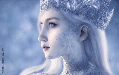 Winter Goddess. Ai generative, fictional character