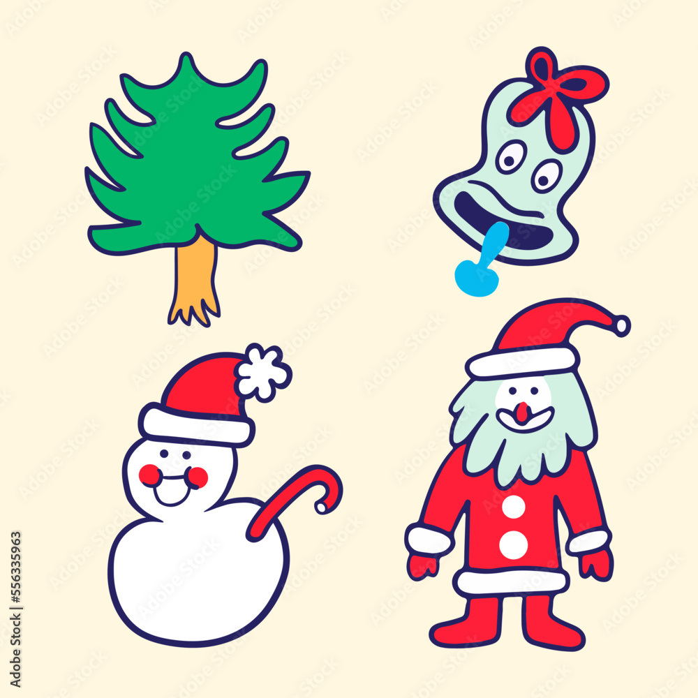 set of decorative elements for new year and christmas