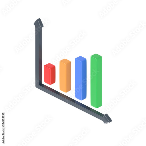 isometric diagram graph growth colorful simple cartoon 3d rendering