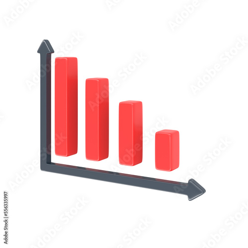 diagram graph decline red simple cartoon 3d rendering