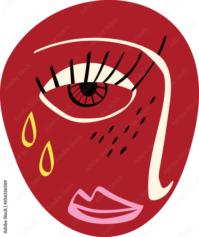 Freaky Abstract sad face. Funky Bizarre face . modern art doodle style. Vector illustration Freaky Abstract sad face. Funky Bizarre face . modern art doodle style. Vector illustration