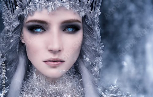 Winter Goddess. Ai generative, fictional character