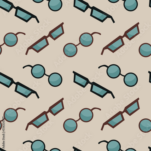 Glasses seamless pattern. Surface, fabric, print design. Flat style.  Vector Illustration.