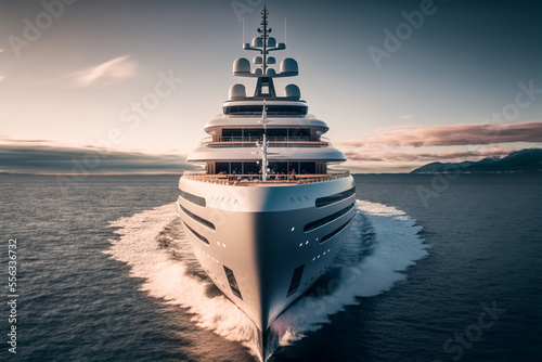 Generative AI illustration of superyacht at sea photo