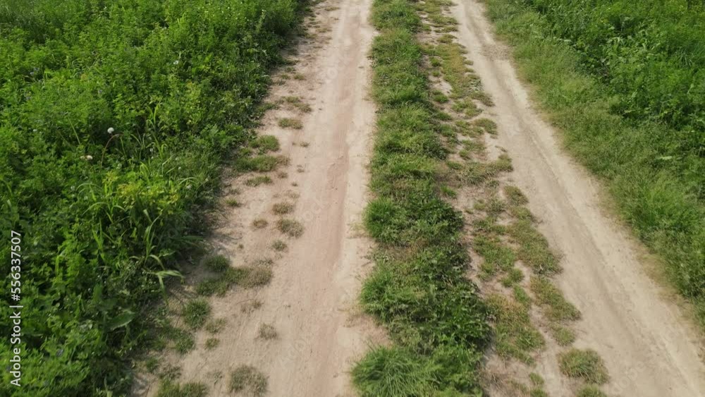 View of the fields and roads from the height of a flying drone. View of the fields and roads from the height of a flying drone.