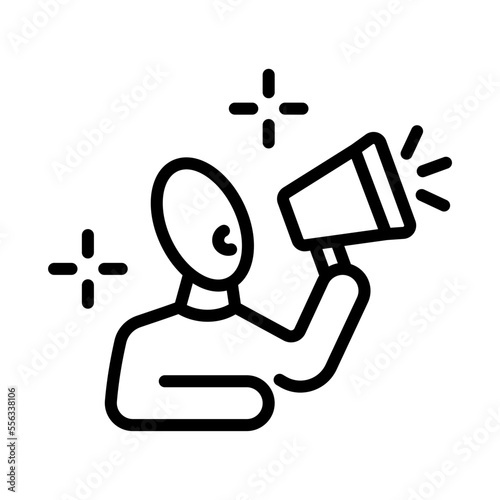 Icono de persona hablando por megáfono. Informar. Medio de comunicación. Concepto de marketing y publicidad