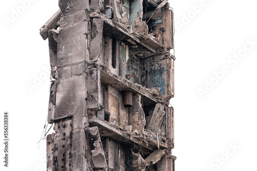 destroyed and burned houses in the city Russia Ukraine war