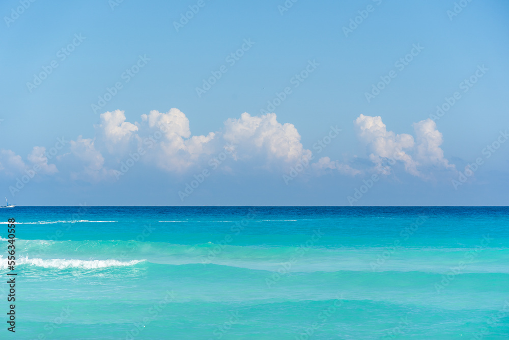 Beautiful Caribbean beach with blue sky