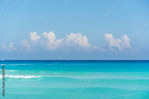 Beautiful Caribbean beach with blue sky