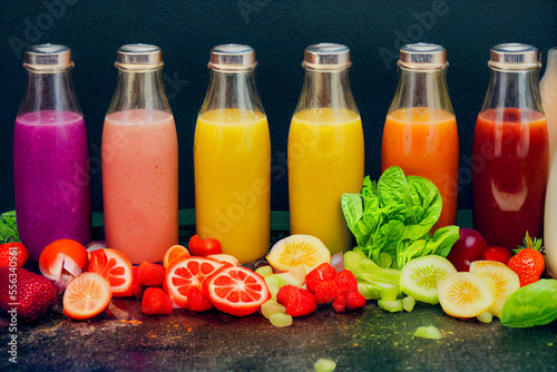 Delicious fresh fruit and vegetable smoothy  Generative AI