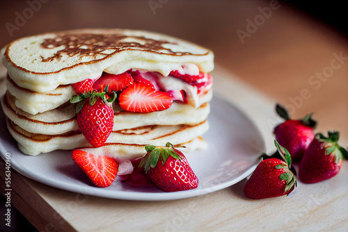 Delicious strawberry pancake sandwich  Generative AI