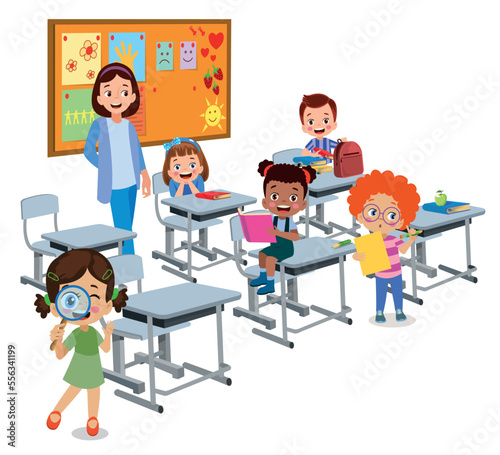 cute students in class at school