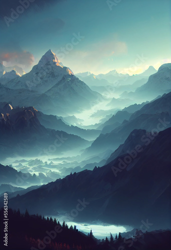 Beautiful nature with strong mountains Generative AI © Dyeru