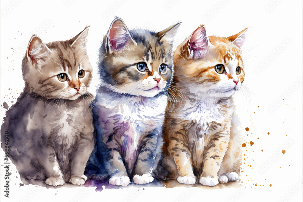 Cute three kittens Generative AI