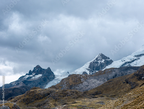 Snowy mountain and cloudy sky in Peru South America