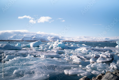 landscape with snow covered mountains