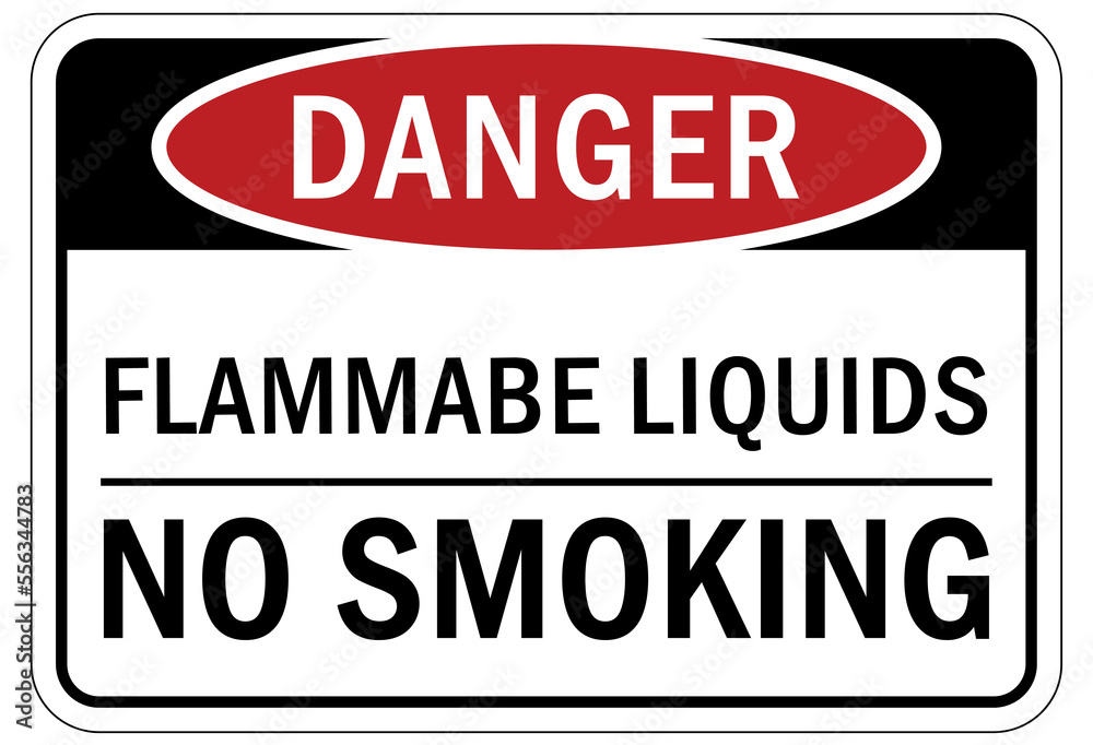 Fire hazard, flammable liquid sign and label no smoking Fire hazard, flammable liquid sign and label no smoking