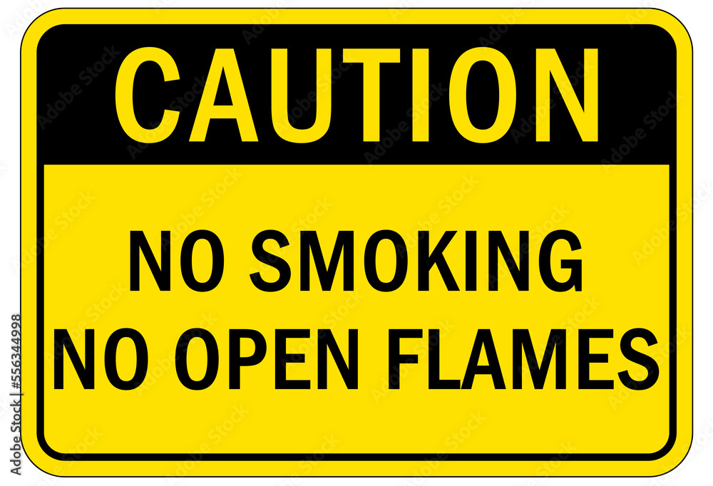 Fire hazard, flammable material oxygen sign and labels no smoking no open flame Fire hazard, flammable material oxygen sign and labels no smoking no open flame