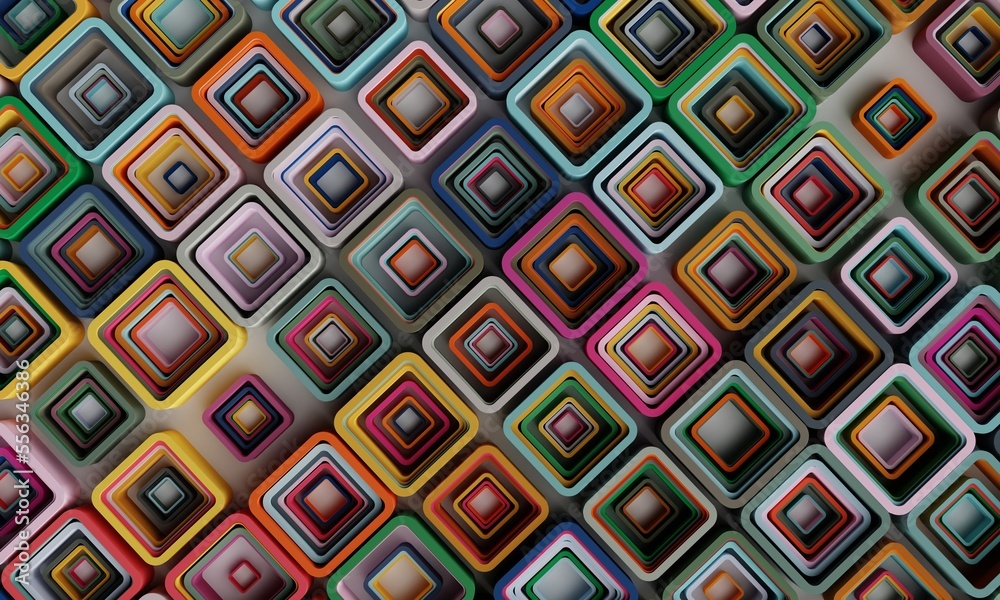 3D rendering of realistic container primitives of a simple colorful composition. Nested figures of different colors lie on a plane. Abstract theme for fashion design. Box template. 3D rendering of realistic container primitives of a simple colorful composition. Nested figures of different colors lie on a plane. Abstract theme for fashion design. Box template.