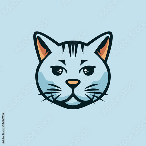 Cute cat logo symbol design illustration. Clean logo mark design. Illustration for personal or commercial business branding.