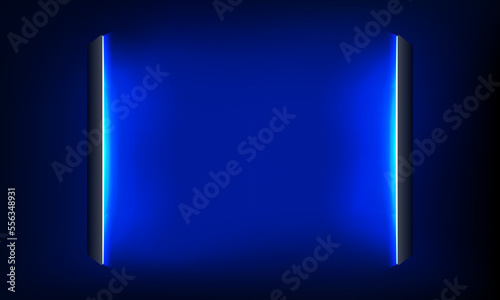 Abstract neon background. Lights line, luminous rays, neon magic sword. Motion shine blue.