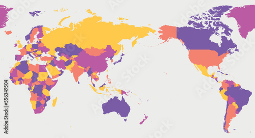 Fototapeta Naklejka Na Ścianę i Meble -  World blank map - Asia, Australia and Pacific Ocean centered. High detailed political map of World