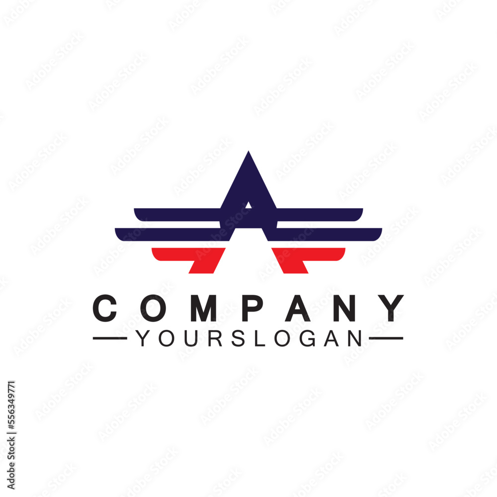 Obraz premium letter A wings logo vector illustration