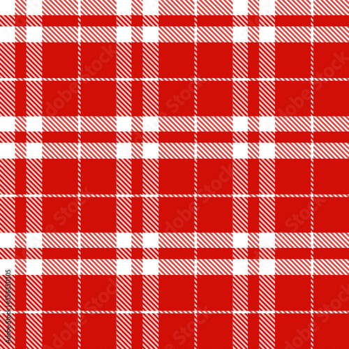 Red and white plaid pattern, seamless tartan texture background