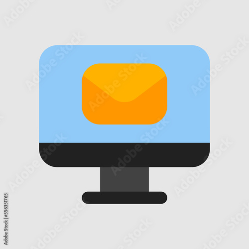 Email computer icon in flat style, use for website mobile app presentation
