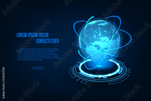 Vector global network connection concept. World map abstract technology background.