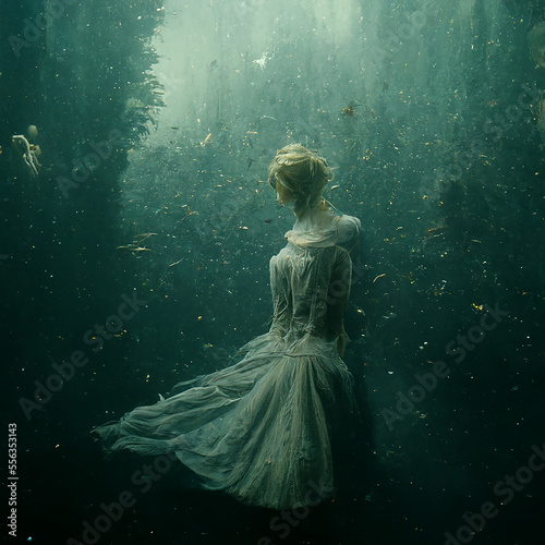 Cinematic Underwater Melancholia AI Generated